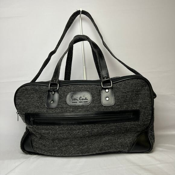 Vintage Pierre Cardin Overnight Tweed Bag Carry-On black with Shoulder Strap